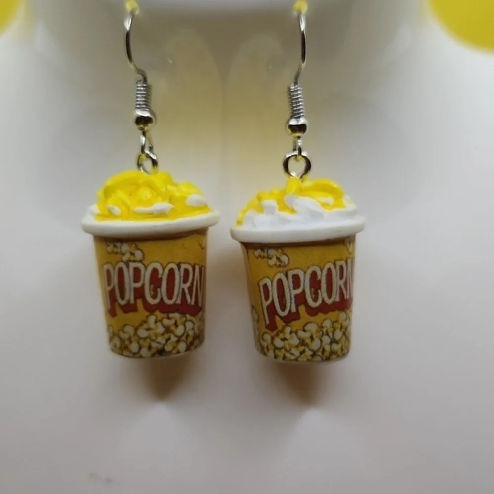 Creative Womens Popcorn‎ Bucket Dangle Earrings NWT